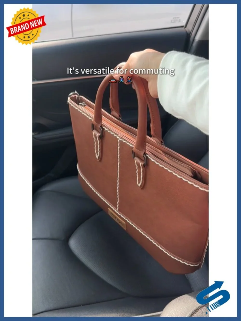 Faux Leather Tote Bag with Removable Card Holder, Top Handle Crossbody